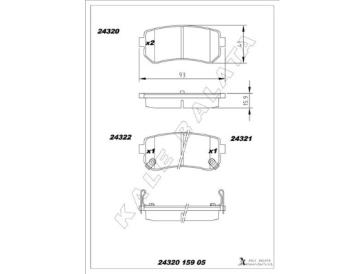 ARKA FREN BALATA HYUNDAI ACCENT ERA 1.4L G4EE 06-10 / İ30 1.4L 1.6L 08-> / İX35 1.6L G4FD GDİ 11-> / / KIA CEED 1.4L 1.6L 07-> / SPORTAGE 1.6L G4FD GDİ 09-> / RIO 1.4L 1.6L 05-> (Sürtünme yüzeyi eğik)