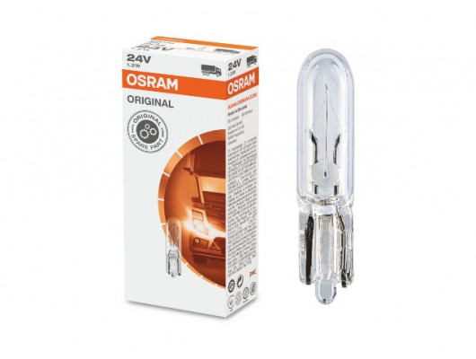 STANDART AMPUL- STOP/SİNYAL/PARK/GÖSTERGE AMPULÜ; 24V/1,2W (2741) (DUY W2X4,6D) (OSRAM)