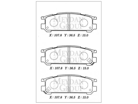 SUBARU IMPREZA- 93/96; ARKA FREN BALATASI (DİSK) (107,8X36,5X15) (DAIWA)