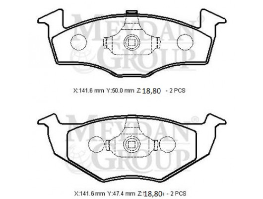 VOLKSWAGEN POLO- CLASSIC- 96/01; ÖN FREN BALATASI (DİSK) (141,6X50X18,80/141,6X47,4X18,80) (BRAMAX)