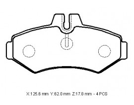 VOLKSWAGEN VOLT- LT35/LT46- 96/07; ARKA FREN BALATASI (KULAKSIZ)(KABLOSUZ)(DISK)(125,6X62X17,8)(FMK)