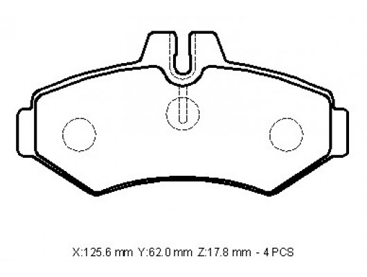 VOLKSWAGEN VOLT- LT35/LT46- 96/07; ARKA FREN BALATASI (KULAKSIZ)(KABLOSUZ)(DİSK)(125,6X62X17,8)(FMK)