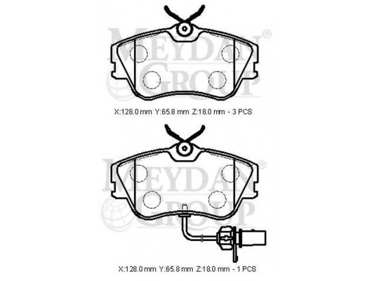 VOLKSWAGEN TRANSPORTER- T4- 02/03; ÖN FREN BALATASI 1,9/2.4/2,5 (1 KABLOLU)(DİSK)128X65,8X18)BRAMAX)