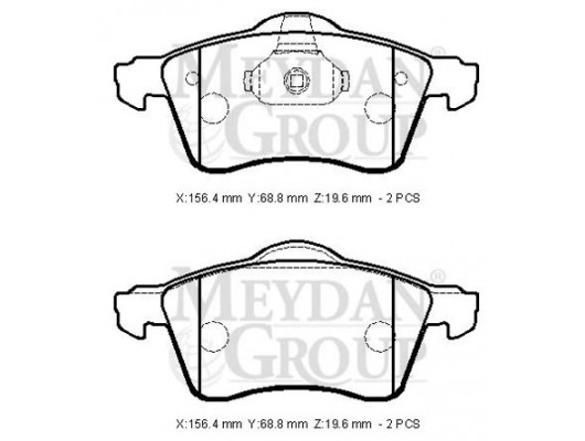 VOLKSWAGEN TRANSPORTER- T4- 02/03; ÖN FREN BALATASI 1,9/2,4/2.5(KABLOSUZ)DİSK)156,4X68,8X19,40)BRAMA