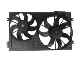 VOLKSWAGEN CADDY- 11/15; RADYATÖR VE KLİMA FAN DAVLUMBAZI KOMPLE ÇİFTLİ (7+7 KANAT) (MOTORLU)(ORİS)