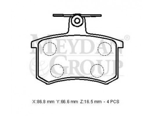 AUDI A4- 95/99; ARKA FREN BALATASI 1,8/1,9/2,0/2,3/2,4/2,6 (KABLOSUZ)(DİSK) (86,8X66,6X16,5)(BRAMAX)