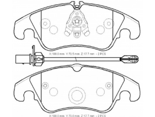 AUDI A5- 12/16; ÖN FREN BALATASI 1,8TSFI/2,0TFSI(1KABLOLU)(DİSK)(188X73.5X17.7/18;8X73X17.7)(BRAMAX)