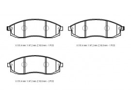 MITSUBISHI L200- PICK UP- 02/06; ÖN FREN BALATASI BÜYÜK TIP 4X4 (DISK) (151,4X47,2X16) (DAIWA)