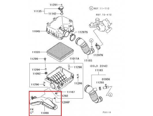 MITSUBISHI L200- PICK UP- 06/15; HAVA FİLTRE KUTUSU ALT GİRİŞ BORUSU (ORİJİNAL)