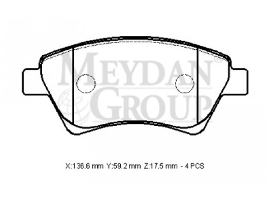 RENAULT MEGANE- 2- 03/09; ÖN FREN BALATASI (KABLOSUZ)(DİSK) (136,6X59,2X17,5) (FMK)