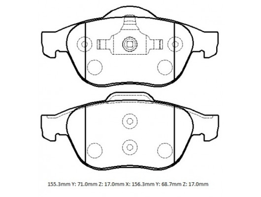 RENAULT LAGUNA- 02/05; ÖN FREN BALATASI (KABLOSUZ)(DİSK) (155,3X71X17/156,3X68,7X17) (BRAMAX)