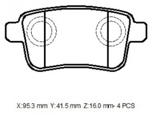 RENAULT KANGOO- 4- 14/21; ARKA FREN BALATASI (KABLOSUZ)(DISK) (95,4X43,9X16)(BRAMAX)