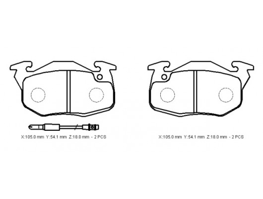 PEUGEOT 106- 97/01; ÖN FREN BALATASI (2 KABLOLU) (DISK) (105X54,1X18) (BRAMAX)