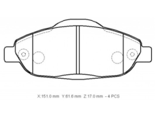 PEUGEOT 308- 08/13; ÖN FREN BALATASI (KABLOSUZ)(DİSK) (151X61,6X17) (BRAMAX)