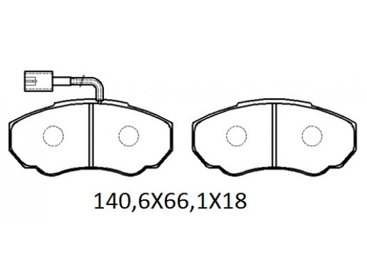 PEUGEOT BOXER- 03/07; ÖN FREN BALATASI 1,9/2,0/2,5/2,8 (2 KABLOLU)(DİSK) (140,6X66,1X18) (FMK)