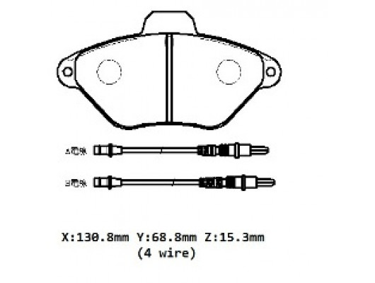 CITROEN XANTIA- 93/98; ÖN FREN BALATASI (4 KABLOLU) (DİSK)(130,8X68,8X15,3)(BRAMAX)