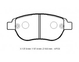 CITROEN C4- 04/11; ÖN FREN BALATASI (KABLOSUZ)(DISK)(137X57,4X18)(BRAMAX)