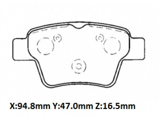 CITROEN C4- 11/14; ARKA FREN BALATASI (KABLOSUZ)(DISK) (94.5x46.77x16.9)(BRAMAX)