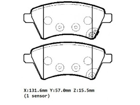 FIAT SEDICI- 07/08; ÖN FREN BALATASI 1,6/1,9/2,0 (KABLOSUZ)(DİSK) (131,6X57X15,5)(BRAMAX)