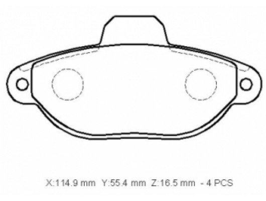 FIAT PANDA- 04/12; ÖN FREN BALATASI 1.2cc (KABLOSUZ)(DİSK) (114.9x55.4x16.5) (BRAMAX)