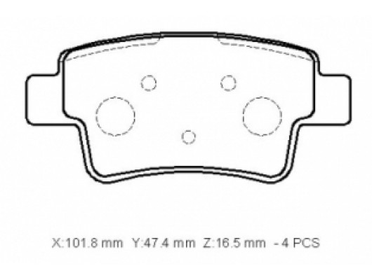 FIAT GRANDE PUNTO- 06/12; ARKA FREN BALATASI 1,4/1,6/ 1.9D(KABLOSUZ) (DİSK)(101.8X47.4X16.5)(BRAMAX)