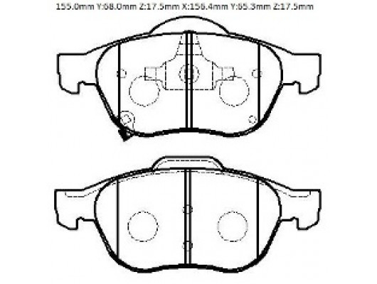 TOYOTA AVENSIS- 01/02; ÖN FREN BALATASI 1,6/1,8/2,0 (DİSK) (155X71,1X17,5/15;6,4X68,4X17,5) (DAIWA)