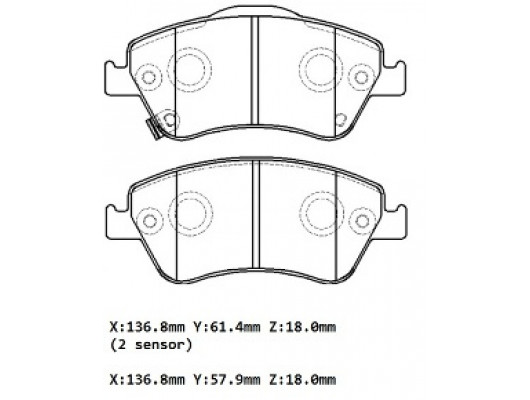 TOYOTA COROLLA- E150- 07/13; ÖN FREN BALATASI DIZEL TIP (DISK)(136,8X61,4X18/136,8X57,9X18) (DA