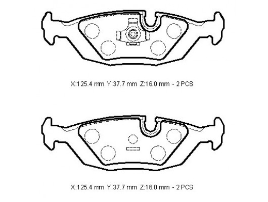 BMW 3 SERI- E30- 84/91; ARKA FREN BALATASI 316/318/320/325 (KABLOSUZ)(DİSK)(125,40X37,70X16)(BRA