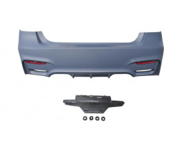 BMW 3 SERI- F30- 12/18; ARKA TAMPON ASTARLI(SENSÖR YUVALI/REFLEKTÖRLÜ/KARLIKLI/ÇİFT EGZOS DELİKLİ)