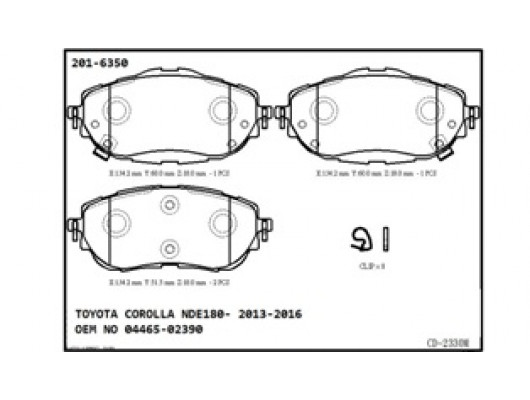 TOYOTA COROLLA- NDE180- 13/18; ÖN FREN BALATASI (DISK) (134,2X60X18/134,2X51,50X18) (DAIWA)