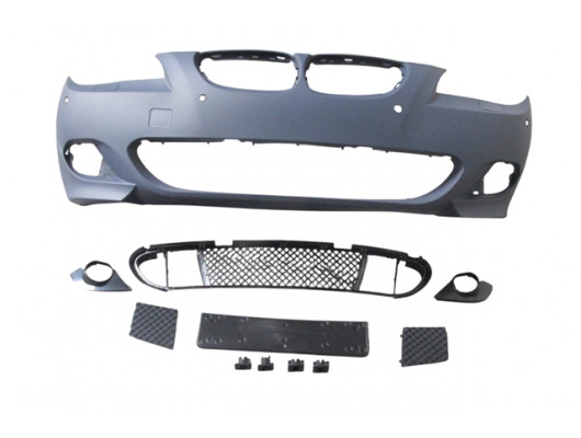 BMW 5 SERI- E60- 04/07; ÖN TAMPON (IZGARALI//PLAKA PLAST.)SEN.DELİKLİ 24MM/F.YIK.LI) (M-TECH) ASTARL