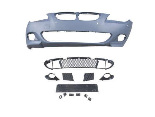 BMW 5 SERI- E60- 04/07; ÖN TAMPON (IZGARALI//PLAKA PLAST.)SEN.DELİKLİ 18MM/F.YIK.LI) (M-TECH) ASTARL