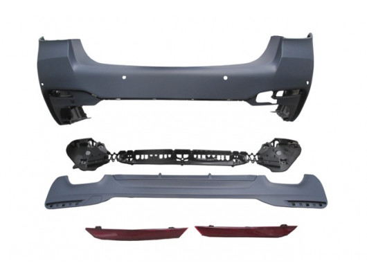 BMW 5 SERI- G30- 20/22; ARKA TAMPON (KARLIKLI/REFLEKTÖRLÜ/BRAKETLİ/ÇEKİ KAPAKLI/SENSÖRLÜ) (M-TECH)