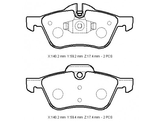 MINI COOPER- 02/07; ÖN FREN BALATASI (KABLOSUZ)(DİSK) (140,2X59,2X17,4/140,2X59,4X17,4) (BRAMAX)