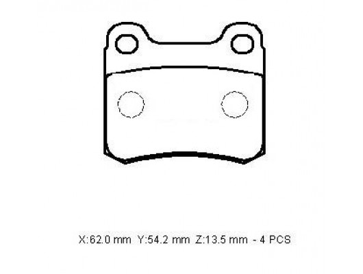 MERCEDES 190- W201- 83/93; ARKA FREN BALATASI (KABLOSUZ)(DİSK) (62X54,2X13,5)(BRAMAX)