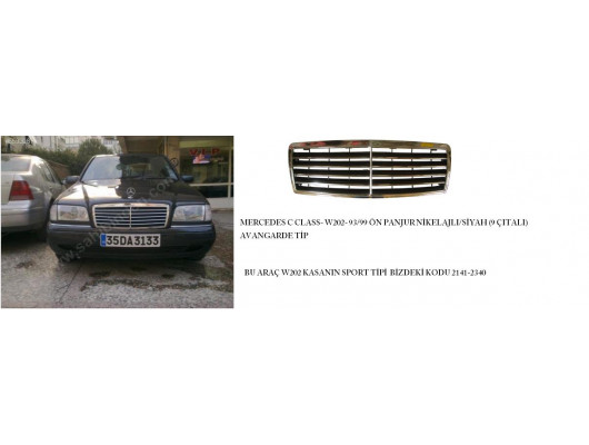 MERCEDES C CLASS- W202- 93/99; ÖN PANJUR NİKELAJLI/SİYAH (9 ÇITALI) AVANGARDE TİP (TW)