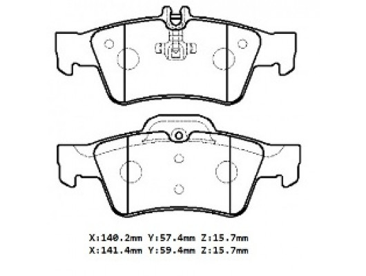 MERCEDES E CLASS- W211- 03/06; ARKA FREN BALATASI(KABLOSUZ)DİSK(140,2X57,4X15,7/141,4X59,4X15,7)BRAM