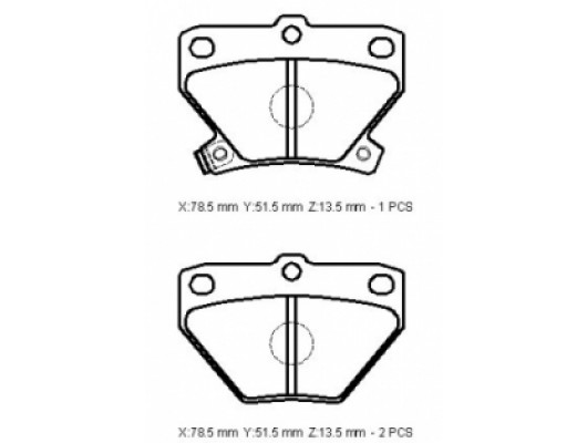 TOYOTA YARIS- 00/06; ARKA FREN BALATASI 1,0/1,3/1,5 (DİSK) (78,5X51,5X13,5) (DAIWA)