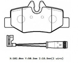 MERCEDES VITO- W639- 03/14; ARKA FREN BALATASI (2 KABLOLU) (DISK) (102X50,3X18,5) (BRAMAX)