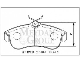 NISSAN PRIMERA- P11- 97/99; ÖN FREN BALATASI 1.6/2.0cc (DISK) (129,3X50,5X16,5) (DAIWA)