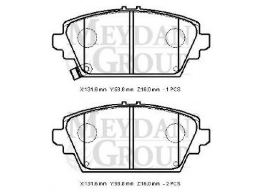 NISSAN PRIMERA- P11- 00/02; ÖN FREN BALATASI (DISK) (131,6X58,8X16) (DAIWA)