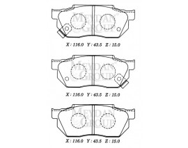 HONDA CIVIC- SD/HB- 92/95; ÖN FREN BALATASI 1.4cc TIRNAKLI TİP (DİSK) (116X43,5X15) (DAIWA)