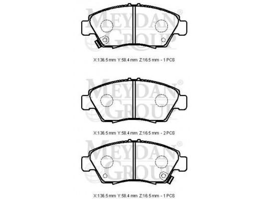 HONDA CIVIC- SD/HB- 96/98; ÖN FREN BALATASI (DISK) (136,5X51,5X16,5) (DAIWA)