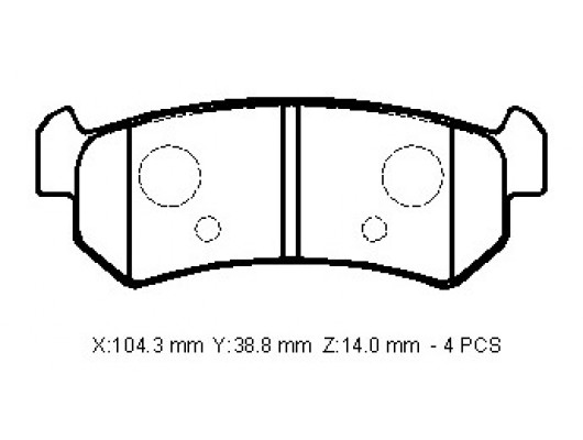 CHEVROLET REZZO- 04/06; ARKA FREN BALATASI (DİSK) (104,4X38,8X14)(BRAMAX)