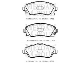 OPEL TIGRA- 03/07; ÖN FREN BALATASI 1,3/1,4/1,8 (DISK) (131,5X51,7X16/13;1,5X55,7X16)(BRAMAX)