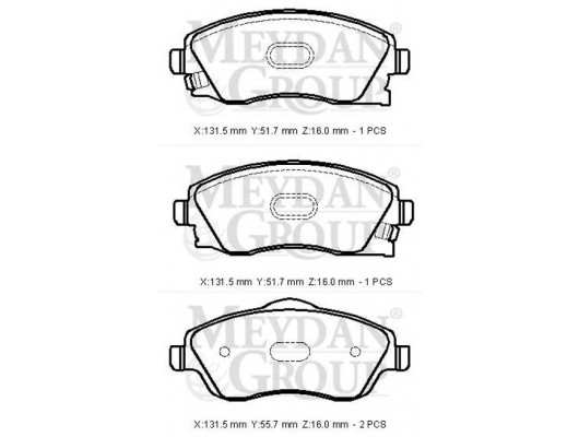 OPEL TIGRA- 03/07; ÖN FREN BALATASI 1,3/1,4/1,8 (DISK) (131,5X51,7X16/13;1,5X55,7X16)(BRAMAX)