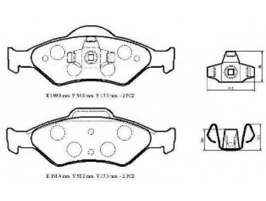 FORD FIESTA- 96/99; ÖN FREN BALATASI 1,0/1,3/1,4/1,8 (DİSK) (149,9X54X17,5/15;1,4X52,2X17,5)(BRAMAX)