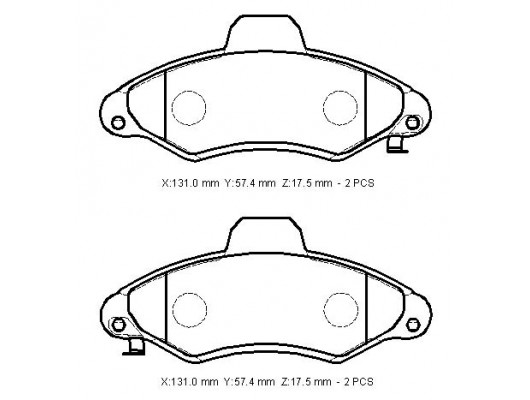 FORD ESCORT- 90/94; ÖN FREN BALATASI (DİSK) (131X57,4X17,5) (BRAMAX)