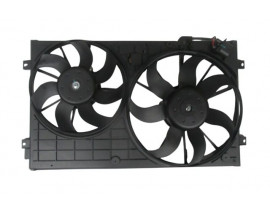 VOLKSWAGEN CADDY- 11/15; RADYATÖR VE KLİMA FAN DAVLUMBAZI KOMPLE ÇİFTLİ (7+7 KANAT) (MOTORLU)(ORİS)