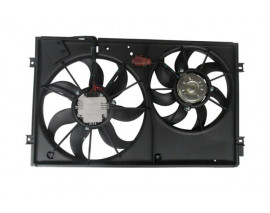 VOLKSWAGEN CADDY- 11/15; RADYATÖR VE KLİMA FAN DAVLUMBAZI KOMPLE ÇİFTLİ (7+7 KANAT) (MOTORLU)(ORİS)